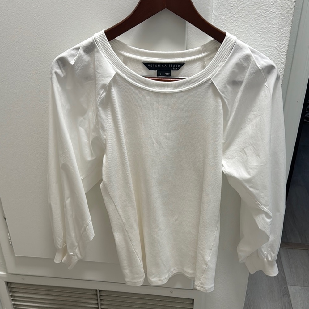 Veronica Beard Ivory Puff Sleeve Blouse